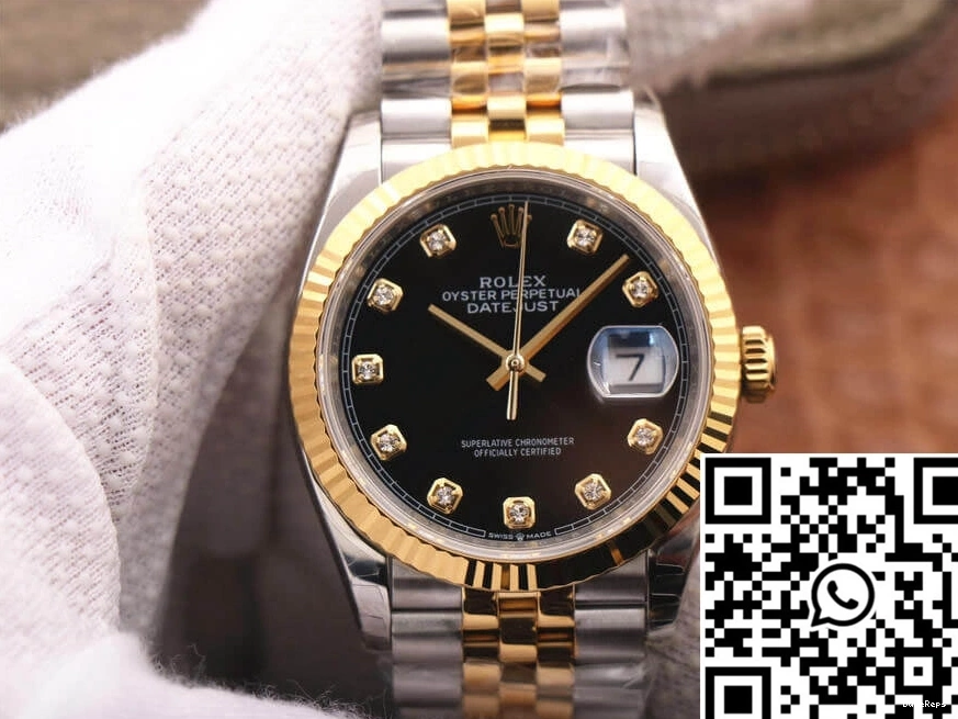 Black Diamond EW M126233-0021 Factory Datejust Rolex Dial 1212